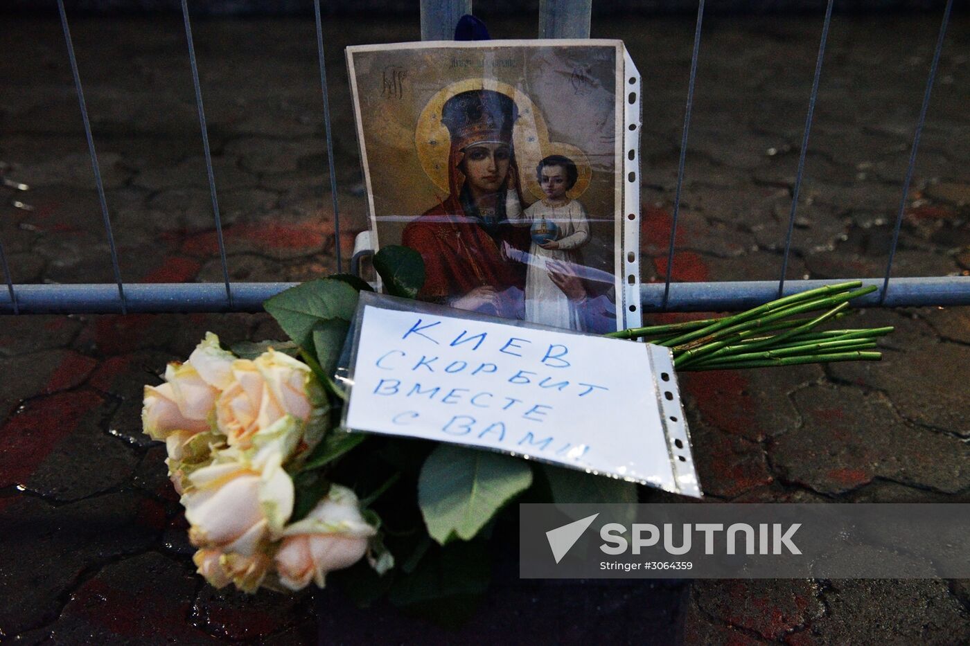 Flowers laid at Russian Embassies in memory of St. Petersburg metro blast victims