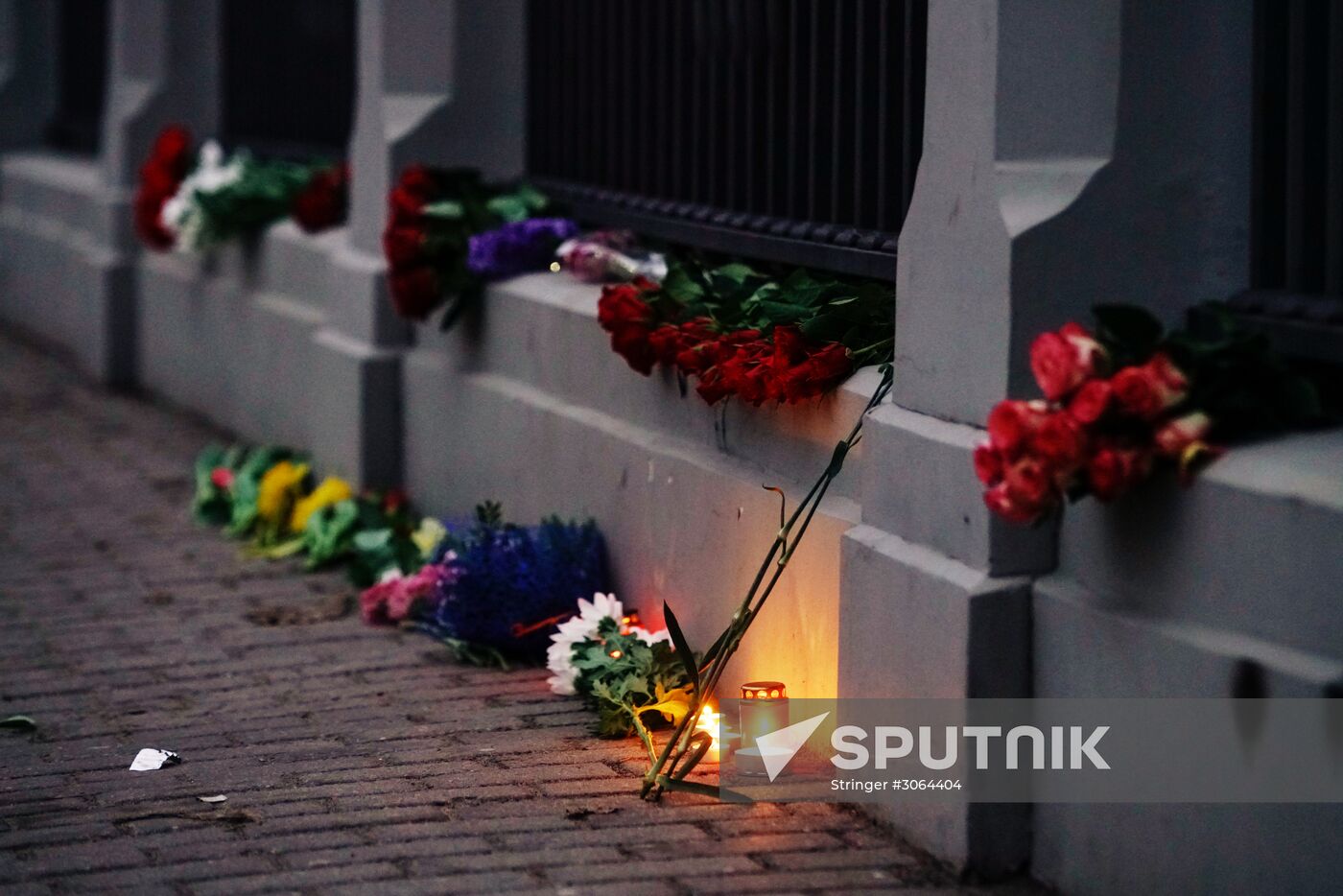 Flowers laid at Russian Embassies in memory of St. Petersburg metro blast victims