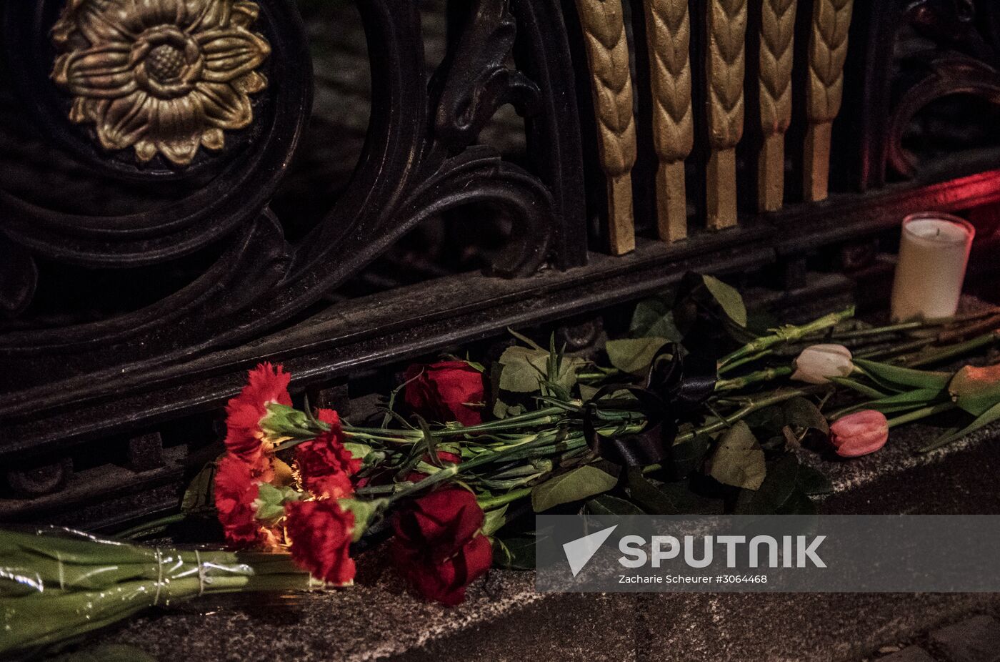 Flowers laid at Russian Embassies in memory of St. Petersburg metro blast victims