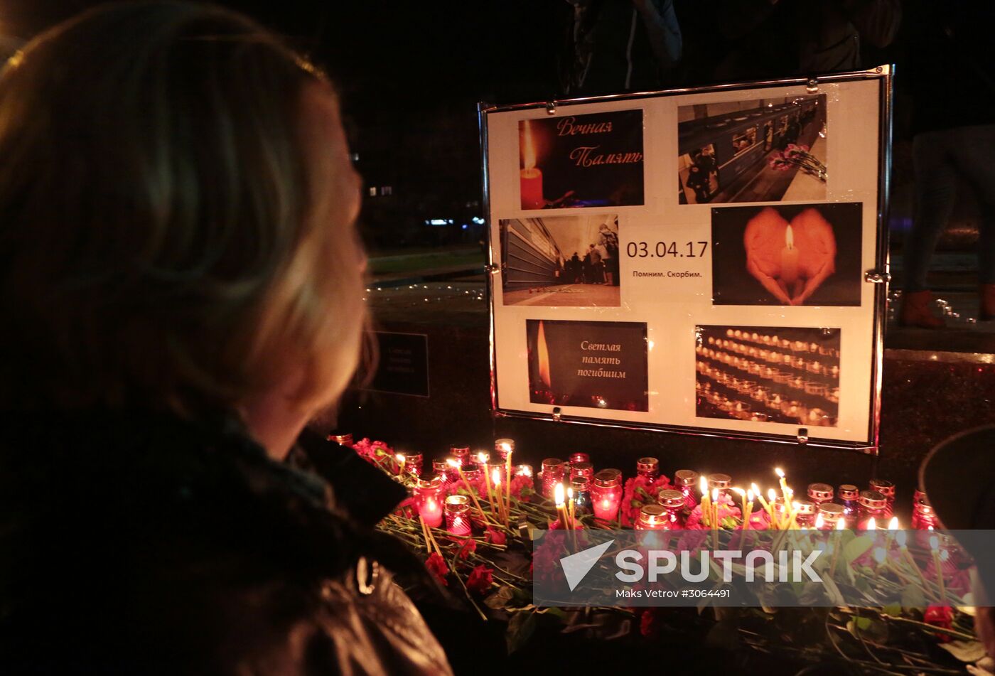 Flowers in memory of St. Petersburg metro blast victims