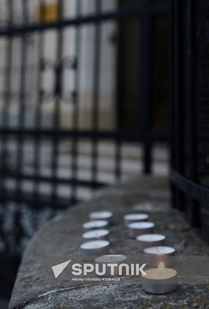 Flowers laid at Russian Embassies in memory of St. Petersburg metro blast victims