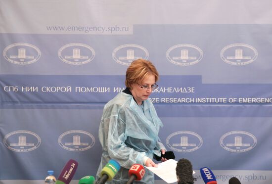 News conference with Russian Minister of Healthcare Veronika Skvortsova in St. Petersburg