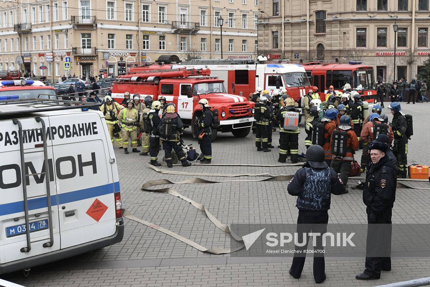 Situation near Sennaya Ploshchad metro station in St. Petersburg