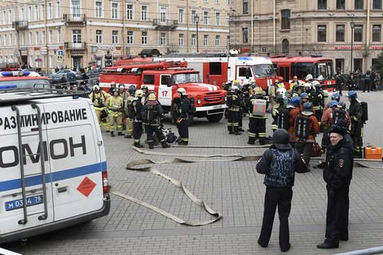 Situation near Sennaya Ploshchad metro station in St. Petersburg