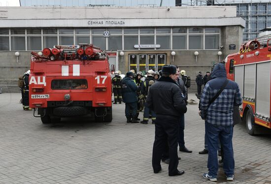 Situation near Sennaya Ploshchad metro station in St. Petersburg
