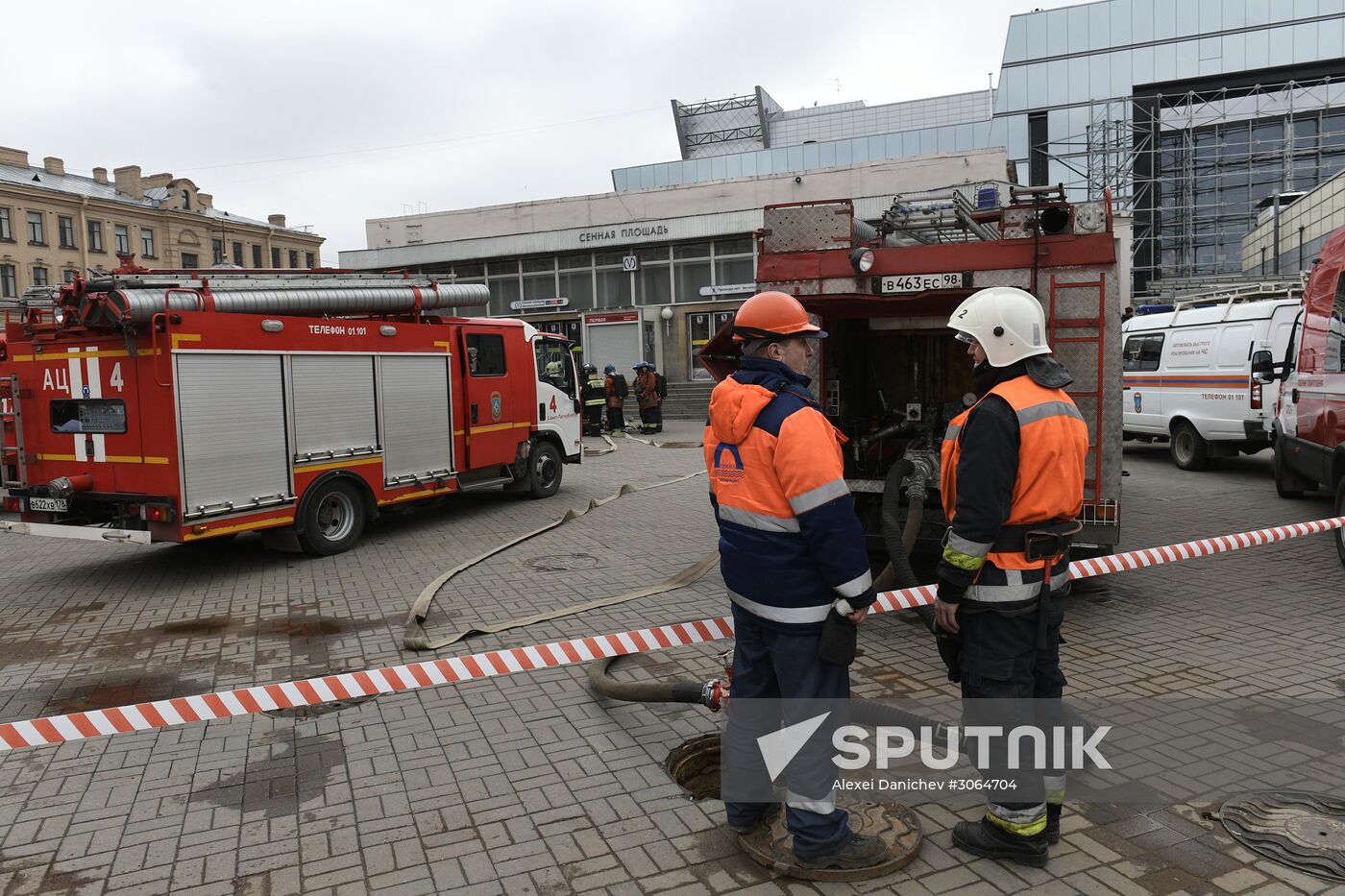 Situation near Sennaya Ploshchad metro station in St. Petersburg