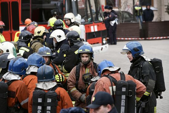 Situation near Sennaya Ploshchad metro station in St. Petersburg