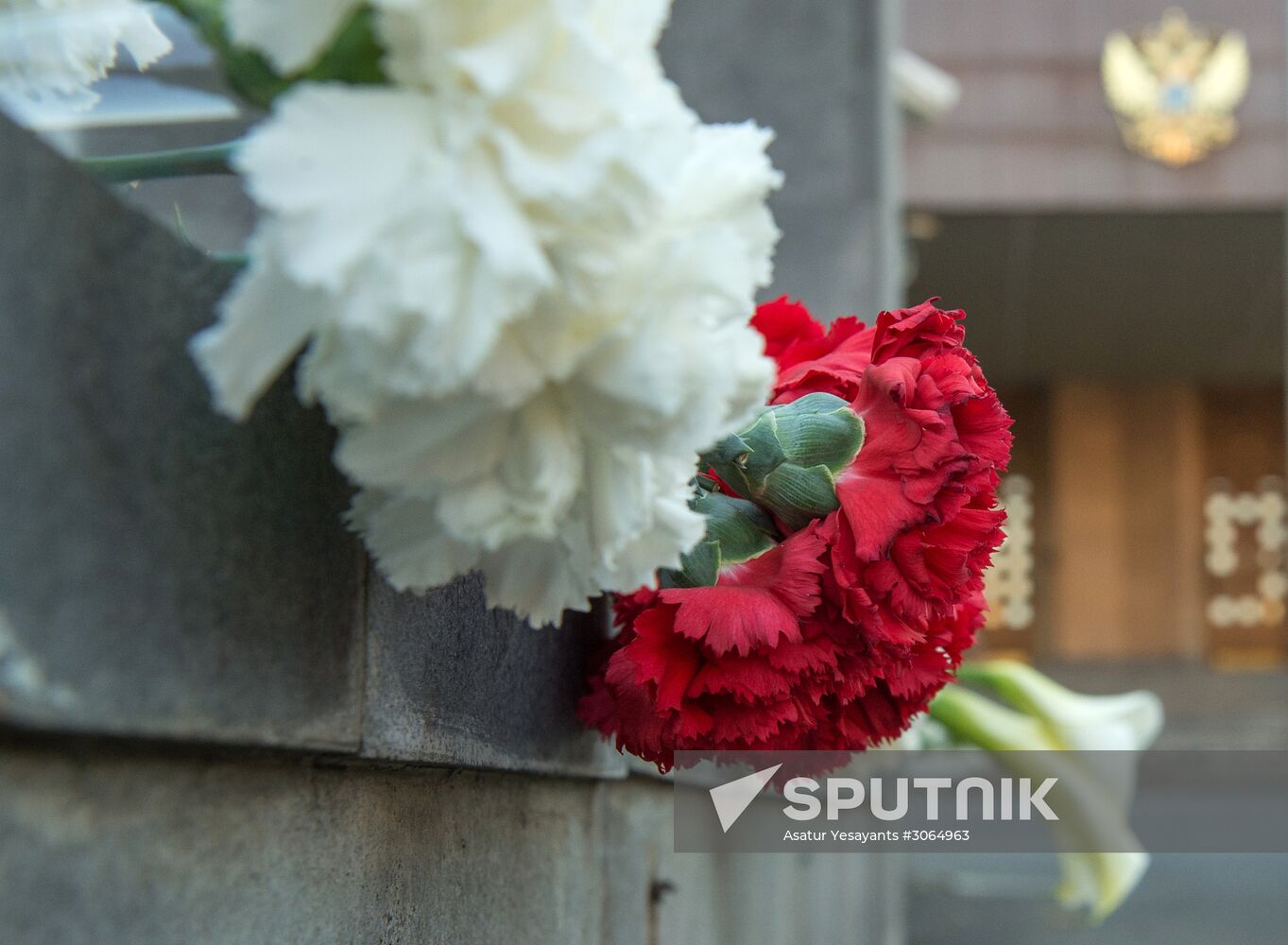 Flowers laid at Russian Embassies in memory of St. Petersburg metro blast victims