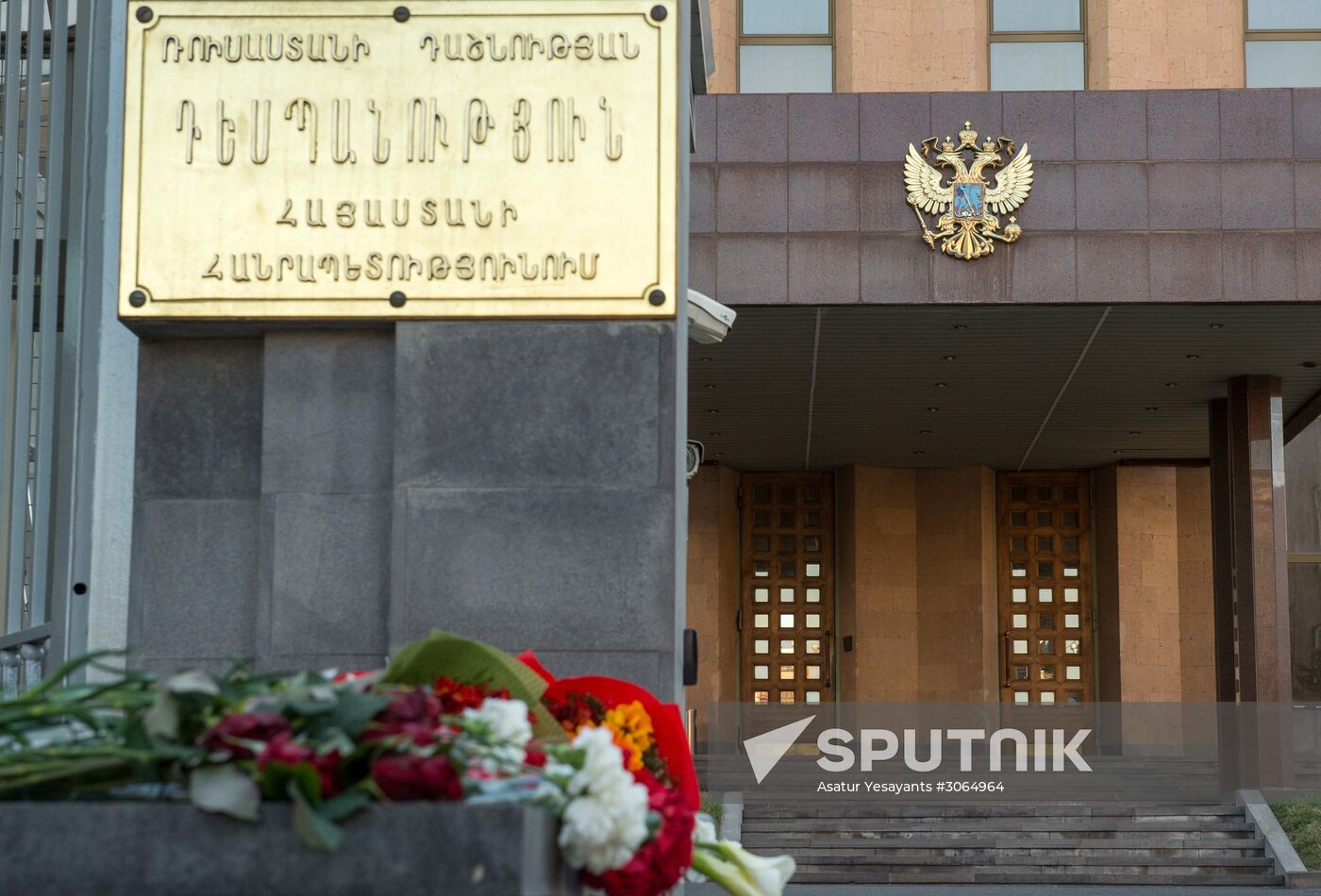 Flowers laid at Russian Embassies in memory of St. Petersburg metro blast victims