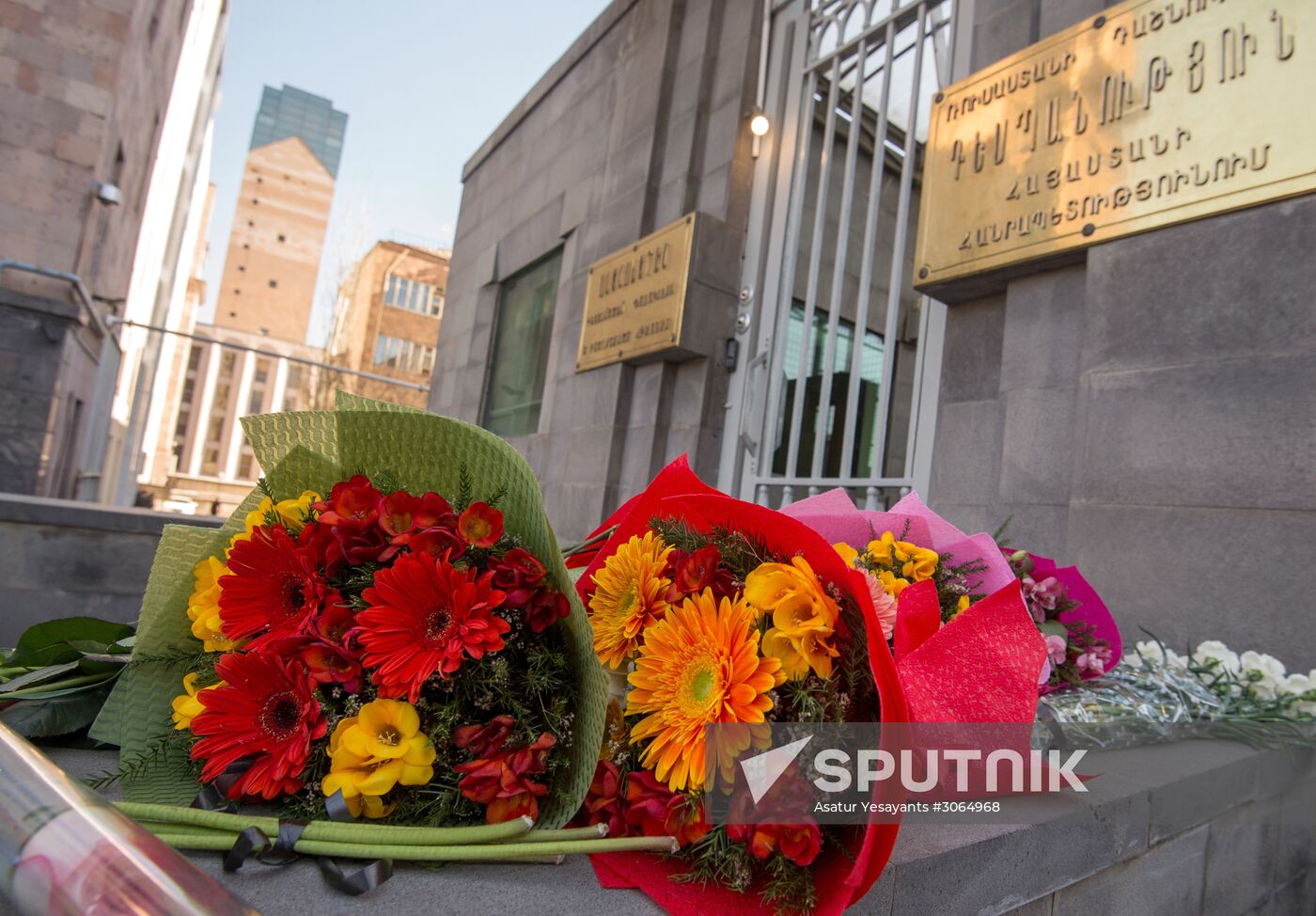 Flowers laid at Russian Embassies in memory of St. Petersburg metro blast victims
