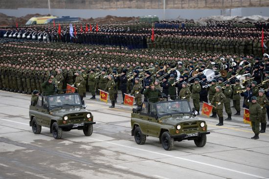 Joint drill for marching personnel of Moscow Garrison ahead of military parade