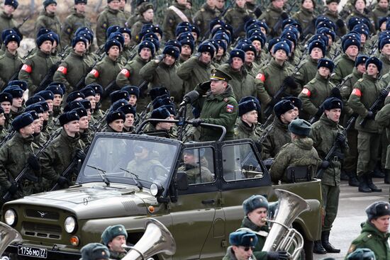 Joint drill for marching personnel of Moscow Garrison ahead of military parade