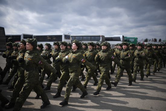 Joint drill for marching personnel of Moscow Garrison ahead of military parade