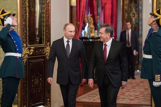 President Vladimir Putin meets with President of Uzbekistan Shavkat Mirziyoyev