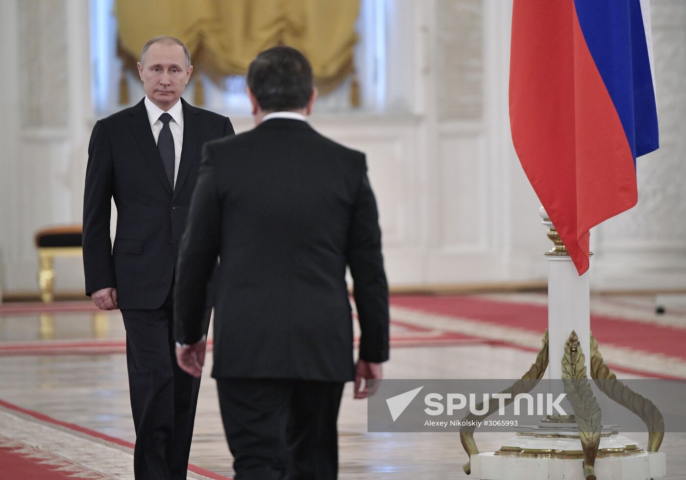 Russian President Vladimir Putin meets with President of Uzbekistan Shavkat Mirziyoyev