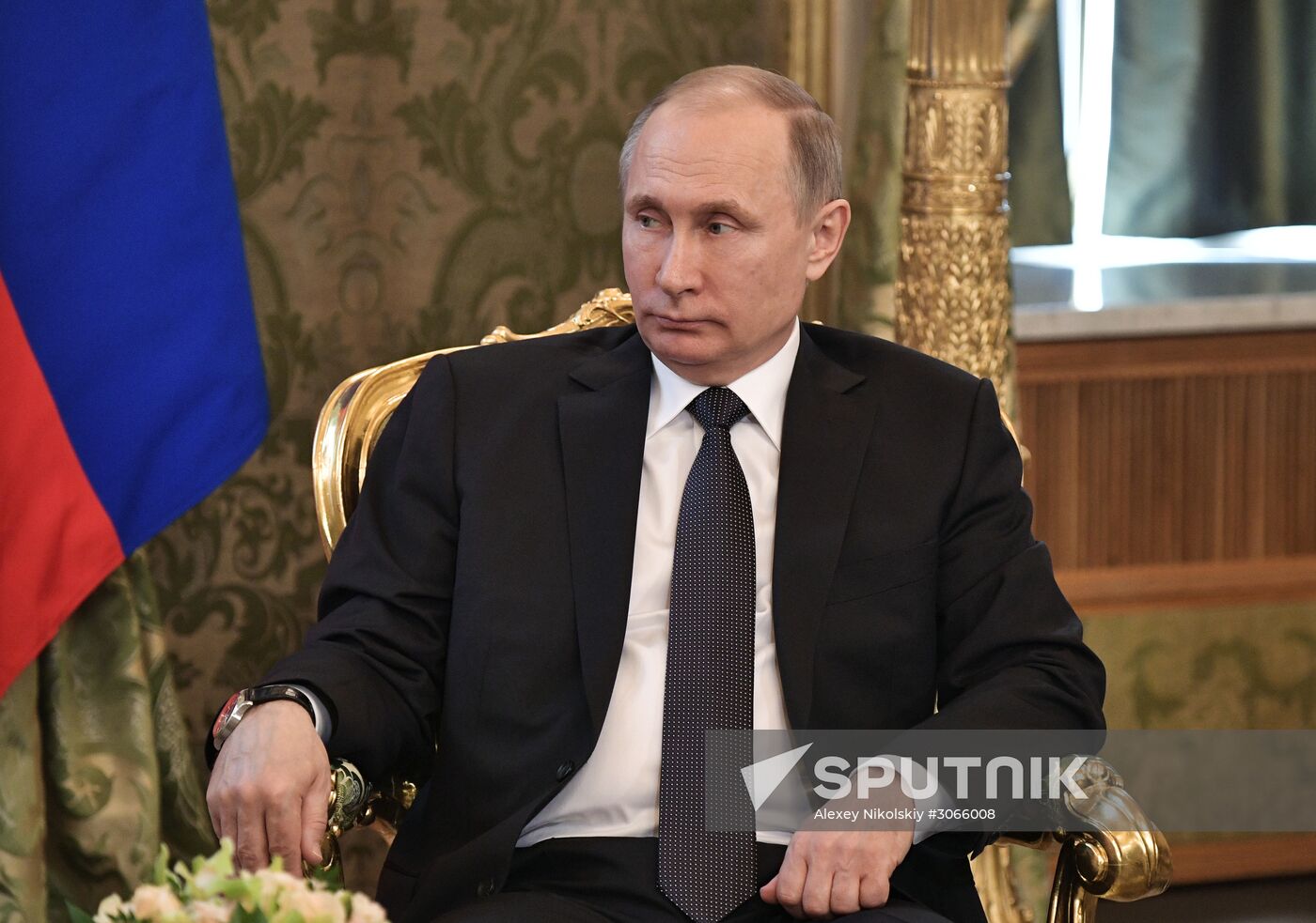 Russian President Vladimir Putin meets with President of Uzbekistan Shavkat Mirziyoyev