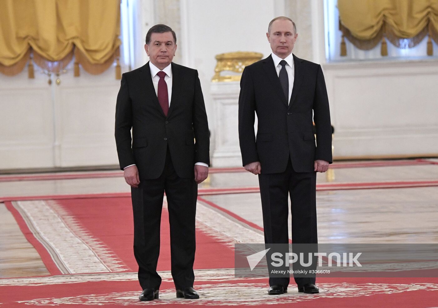 Russian President Vladimir Putin meets with President of Uzbekistan Shavkat Mirziyoyev