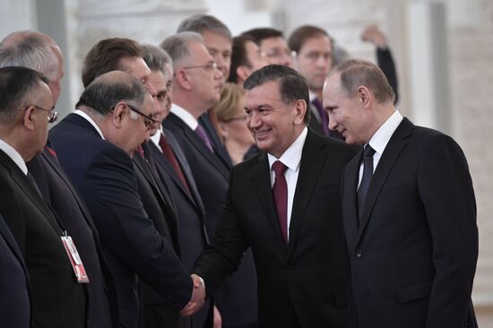 President Vladimir Putin meets with President of Uzbekistan Shavkat Mirziyoyev