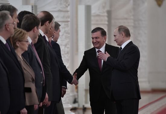President Vladimir Putin meets with President of Uzbekistan Shavkat Mirziyoyev