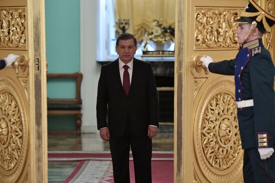 President Vladimir Putin meets with President of Uzbekistan Shavkat Mirziyoyev