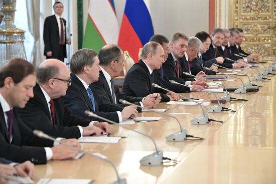 President Vladimir Putin meets with President of Uzbekistan Shavkat Mirziyoyev