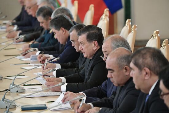 President Vladimir Putin meets with President of Uzbekistan Shavkat Mirziyoyev