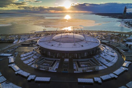 Saint Petersburg Stadium on Krestovsky Island in St. Petersburg
