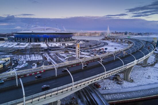 St. Petersburg Arena on Krestovsky Island in St. Petersburg