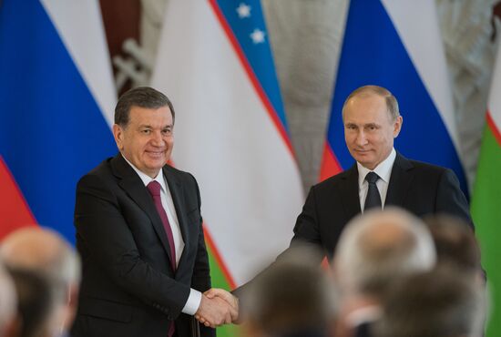 President Vladimir Putin meets with President of Uzbekistan Shavkat Mirziyoyev