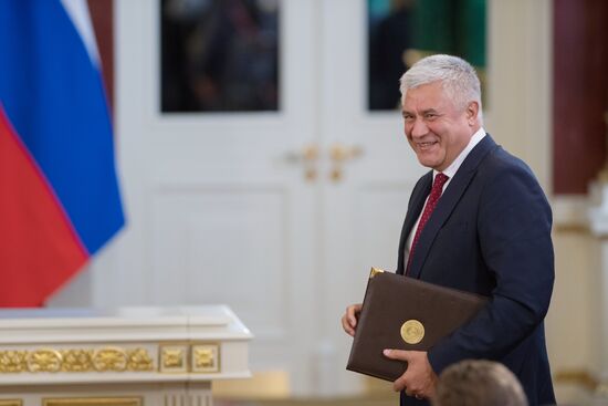 Russian President Vladimir Putin meets with President of Uzbekistan Shavkat Mirziyoyev