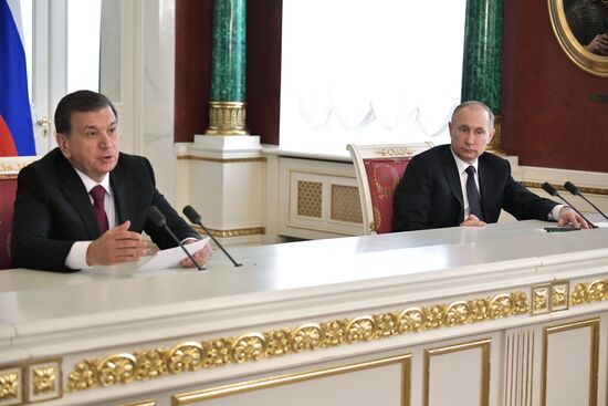 President Vladimir Putin meets with President of Uzbekistan Shavkat Mirziyoyev