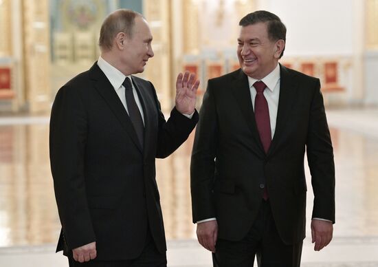 President Vladimir Putin meets with President of Uzbekistan Shavkat Mirziyoyev