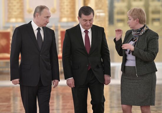 President Vladimir Putin meets with President of Uzbekistan Shavkat Mirziyoyev