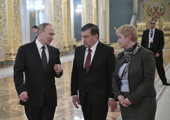 President Vladimir Putin meets with President of Uzbekistan Shavkat Mirziyoyev
