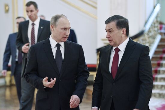 President Vladimir Putin meets with President of Uzbekistan Shavkat Mirziyoyev