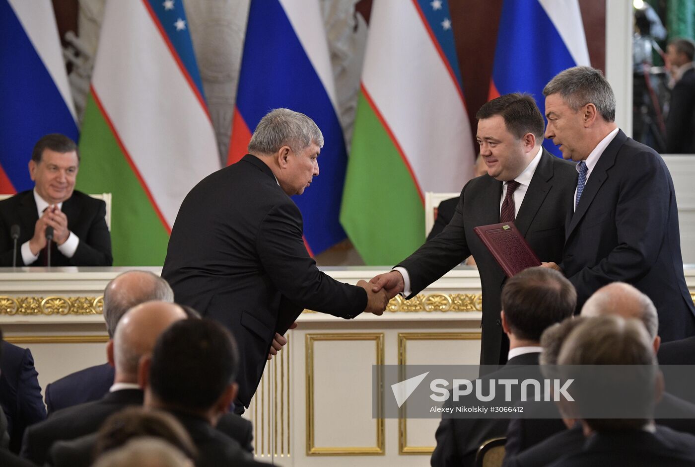 President Vladimir Putin meets with President of Uzbekistan Shavkat Mirziyoyev