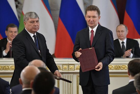 President Vladimir Putin meets with President of Uzbekistan Shavkat Mirziyoyev