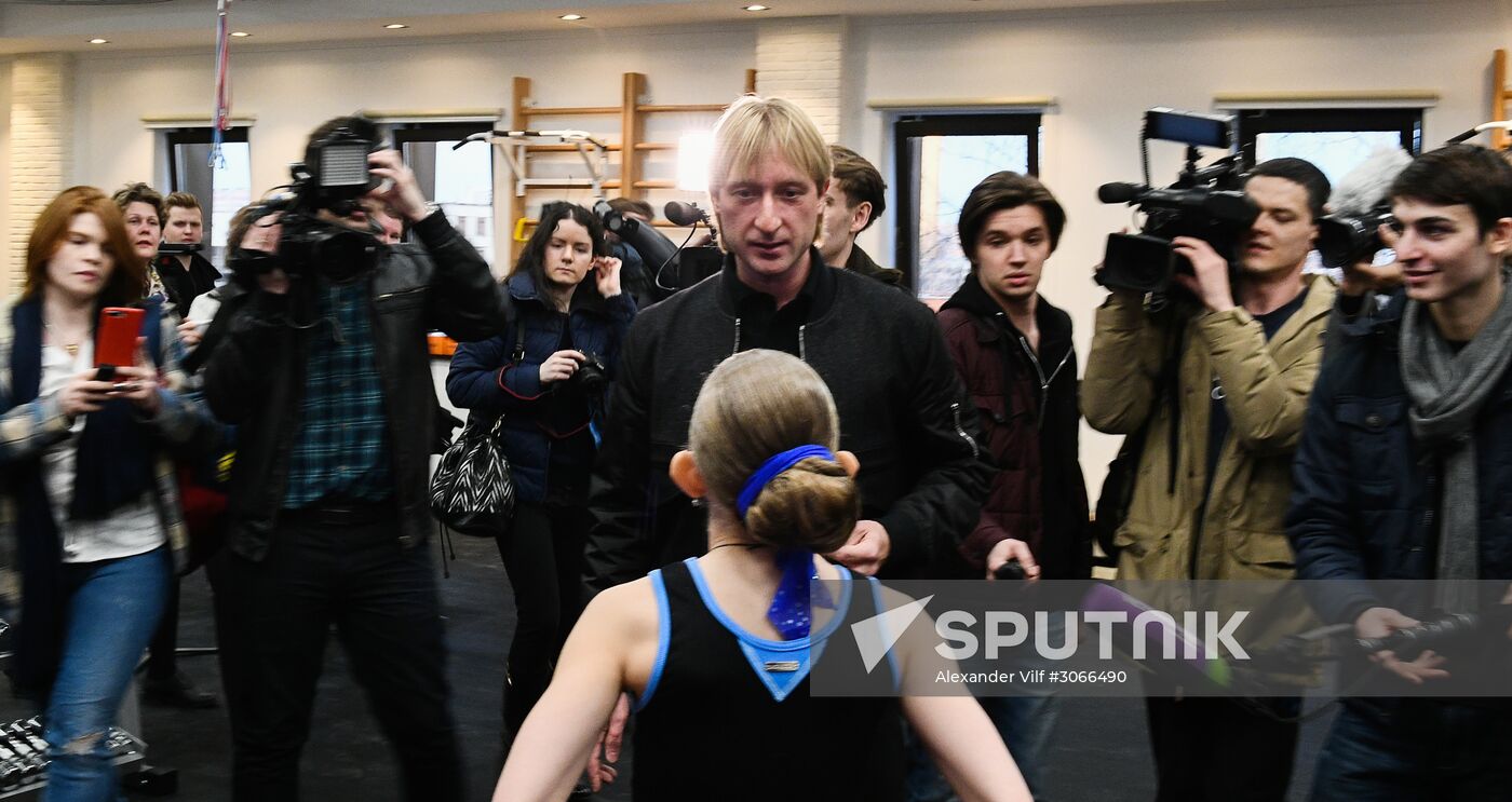 Opening of the Plyushchenko's Angels figure skating academy in Moscow