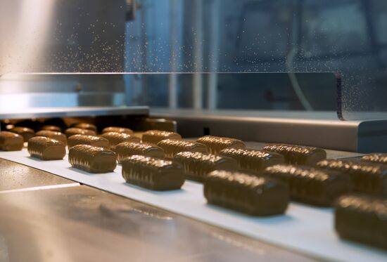 Production of B.Yu. Aleksandrov chocolate covered curd cheese bars