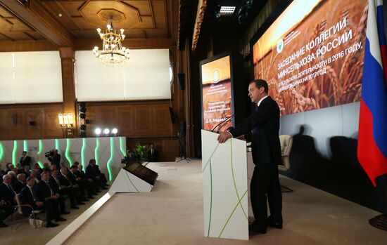 Prime Minister Dmitry Medvedev attends expanded board meeting of the Ministry of Agriculture