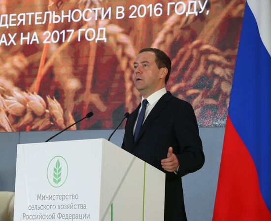 Prime Minister Dmitry Medvedev attends expanded board meeting of the Ministry of Agriculture