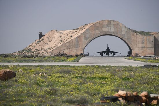 Aftermath of US missile strike on Syrian airbase