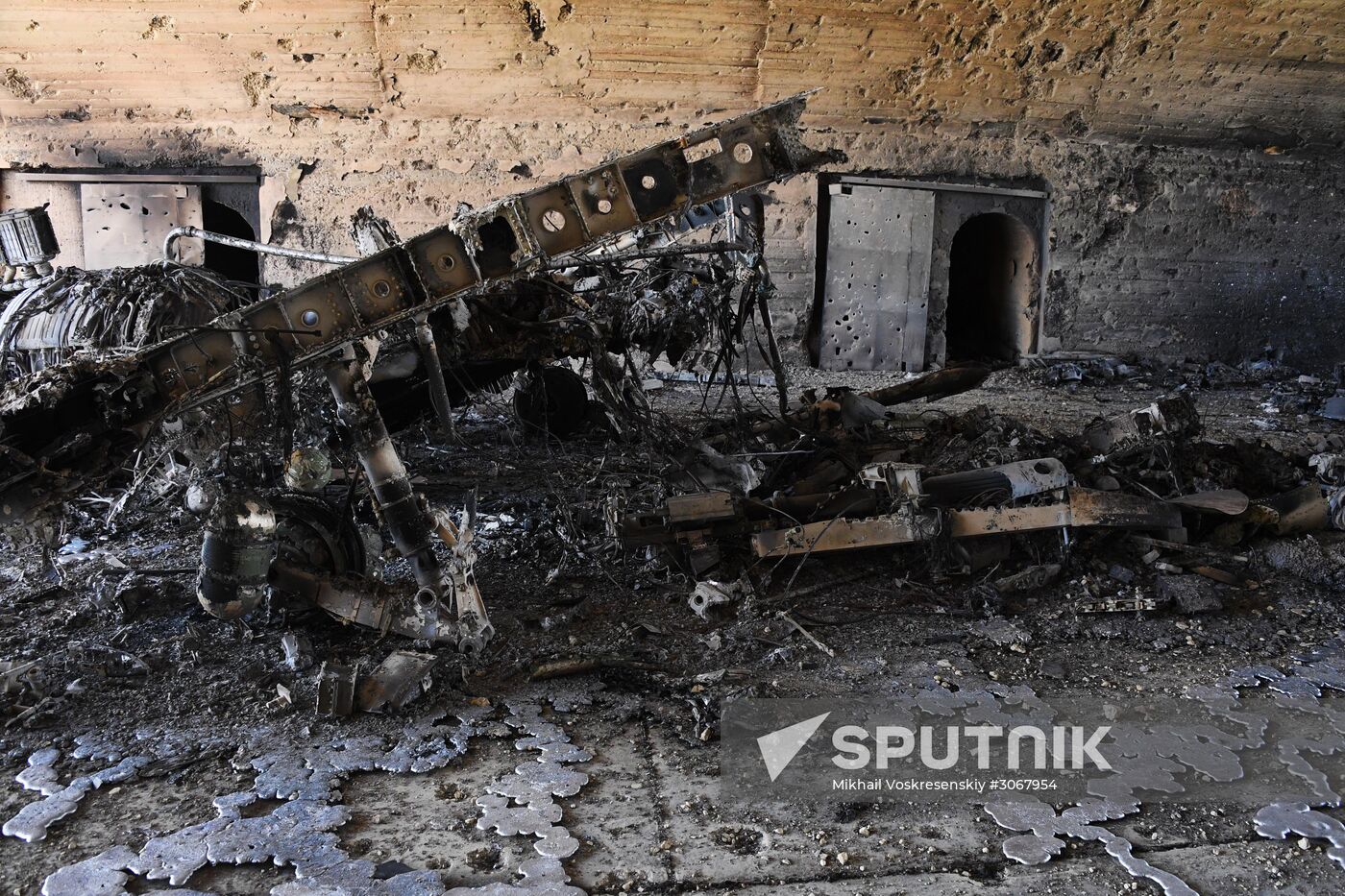 Aftermath of US missile strike on Syrian airbase