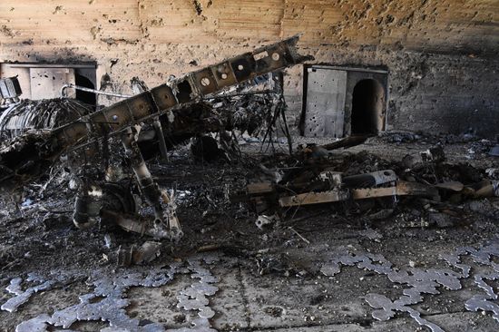 Aftermath of US missile strike on Syrian airbase