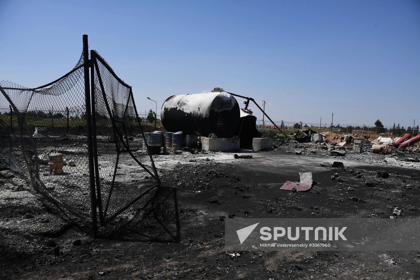 Aftermath of US missile strike on Syrian airbase