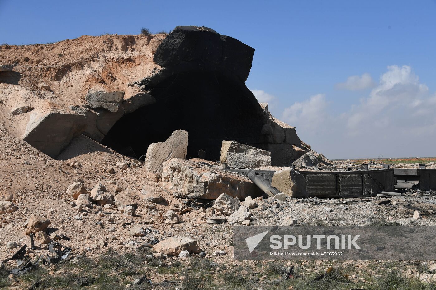 Aftermath of US missile attack on Ash Sha'irat airbase in Syria