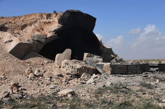 Aftermath of US missile attack on Ash Sha'irat airbase in Syria