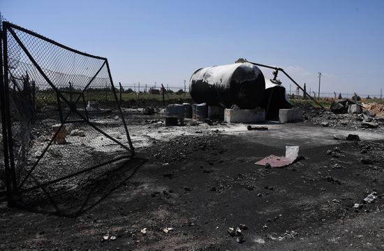 Aftermath of US missile attack on Ash Sha'irat airbase in Syria