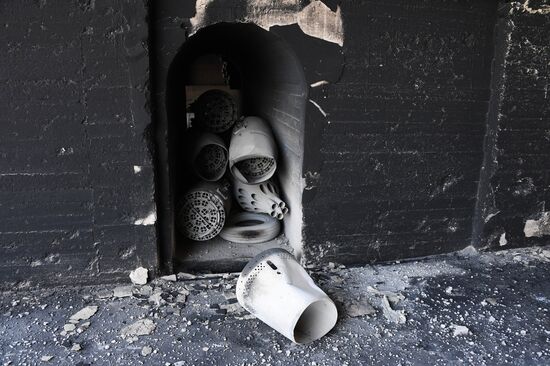 Aftermath of US missile attack on Ash Sha'irat airbase in Syria