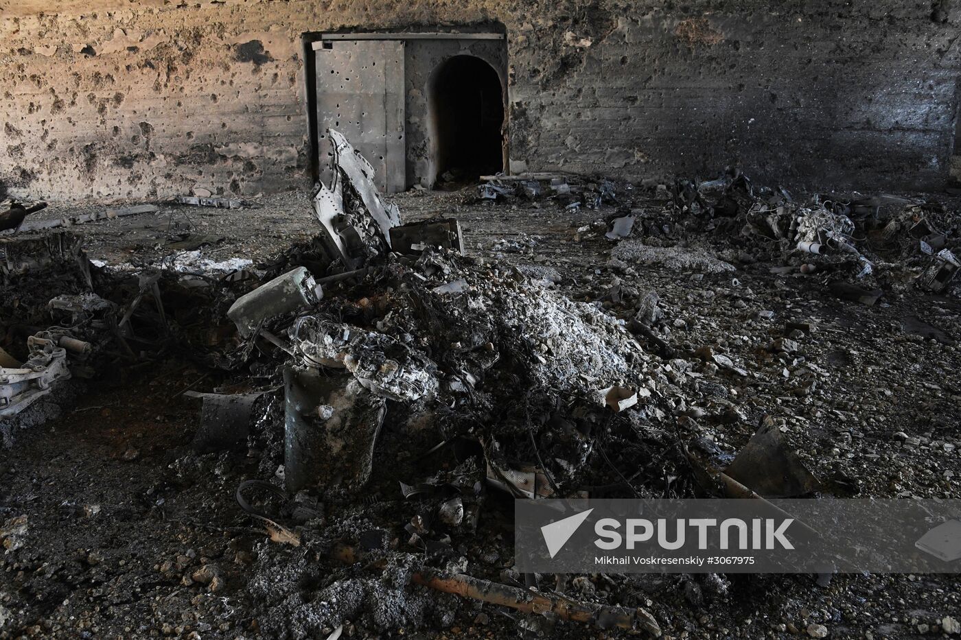 Aftermath of US missile attack on Ash Sha'irat airbase in Syria